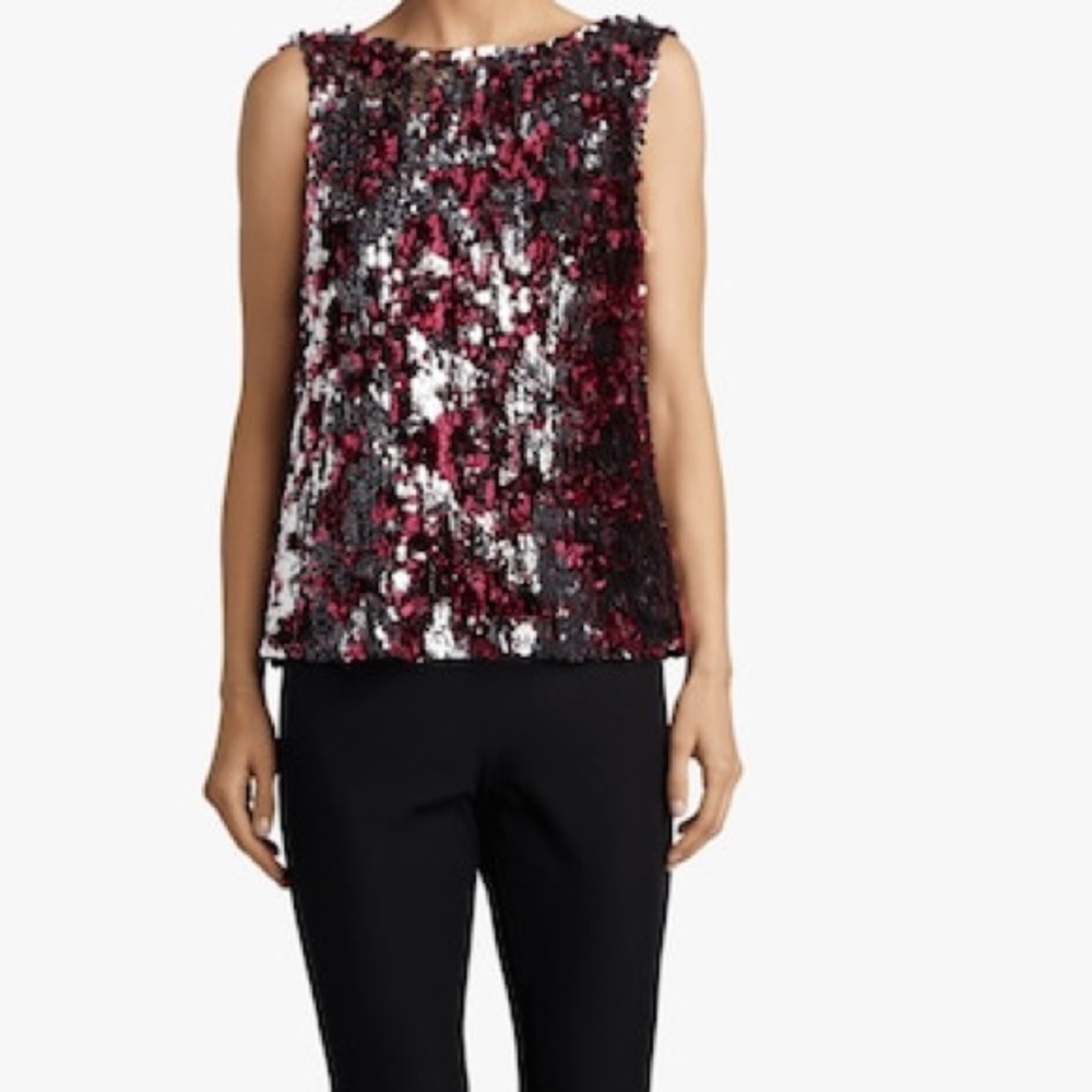 TANYA TAYLOR Two Tone Sequin Gabby Top